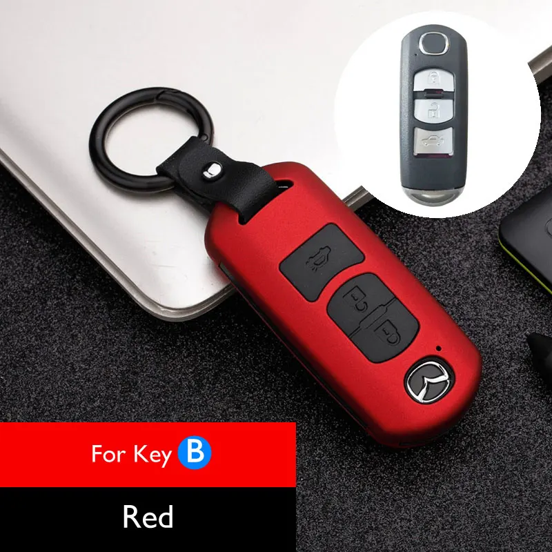 Red for Key B Карбон ключ чехол для Mazda 3, 5, 6, CX-3 CX-4 CX-5 CX-7 Axela Atenza для цепочек для ключей, сумок, интеллектуальный пульт дистанционного управления брелок Защитная крышка аксессуары - Название цвета: Red for Key B
