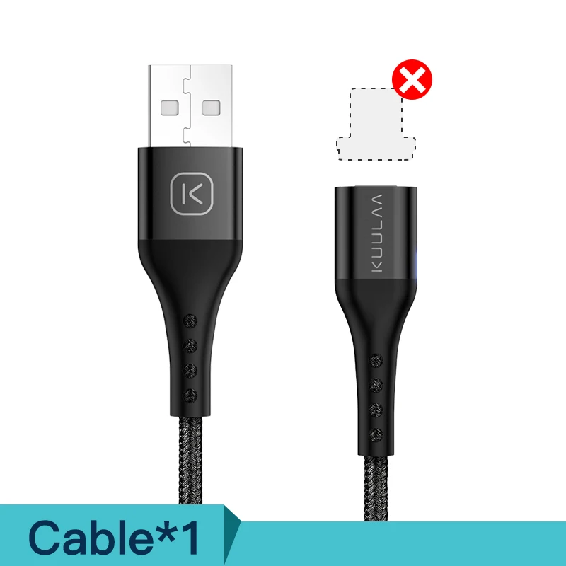 Black Cable KUULAA Магнитный кабель Micro USB Type C быстрый зарядный Адаптер для iPhone XiaoMi Huawei зарядное устройство магнитная Быстрая зарядка USB C USB-шнур - Цвет: Black Cable