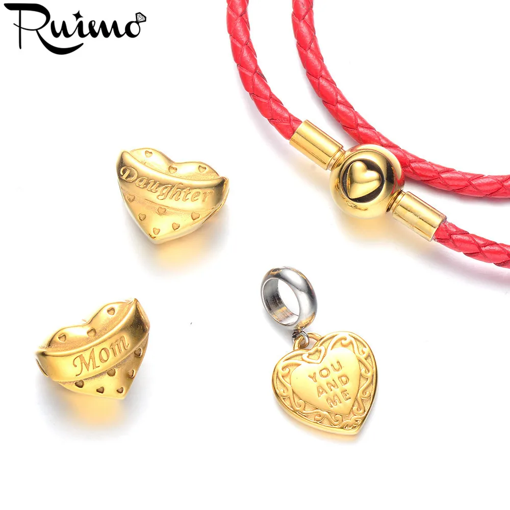 RUIMO You and Me Золотой шарм в форме сердца кулон из нержавеющей стали 316L для женщин