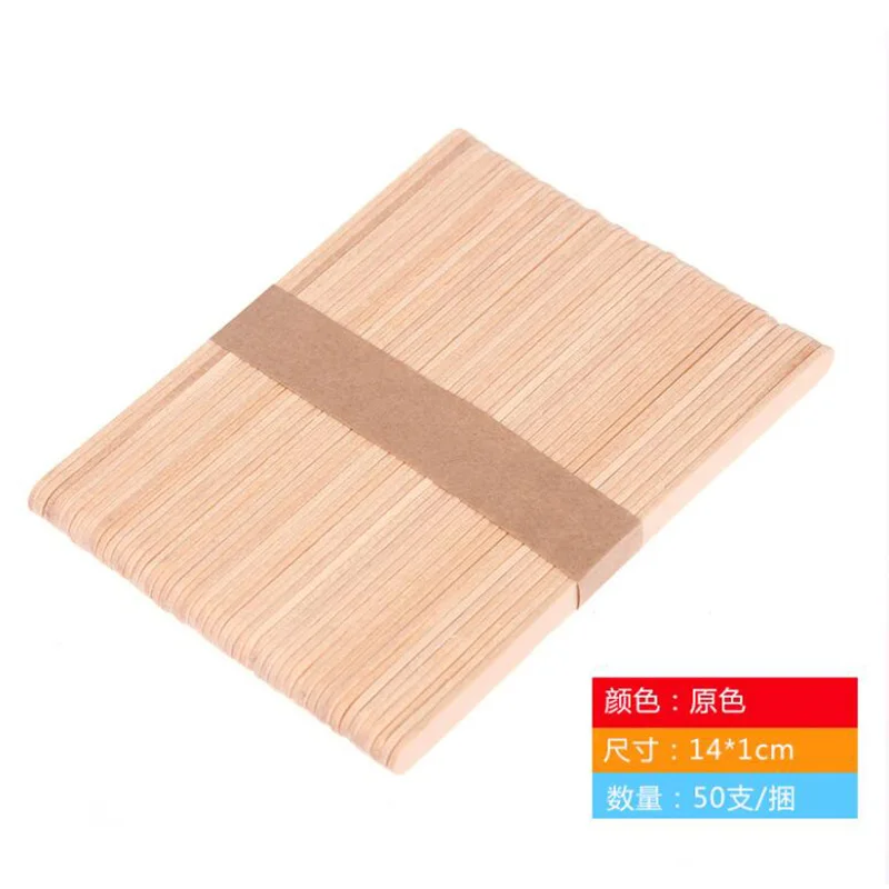 14x1cm 50Pcs/Lot DIY kids Handwork Art Crafts Toys Wooden Craft Ice Cream Sticks Pop Popsicle Sticks Natural Wood Cake Tools Ice Mold - Цвет: 14x1cm