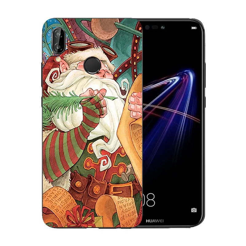 for Huawei P20 Lite Anti-knock Back Cover 5.84 inch nova 3e Merry X'MAS Pattern Slim Full Protection Case P20Lite |