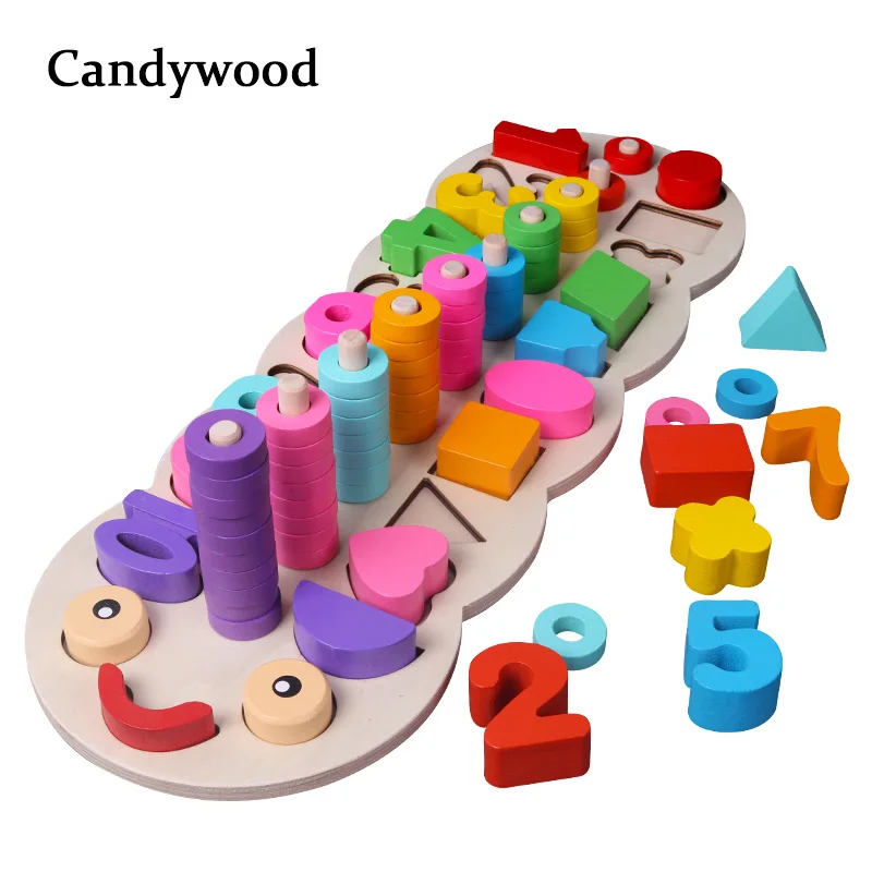 

Children Wooden Toys Montessori Materials Learn To Count Numbers Matching Digital Shape Match Early Education Teaching Math Toys