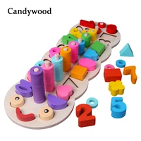 children wooden toys montessori materials learn to count numbers matching digital shape match early education teaching math toys