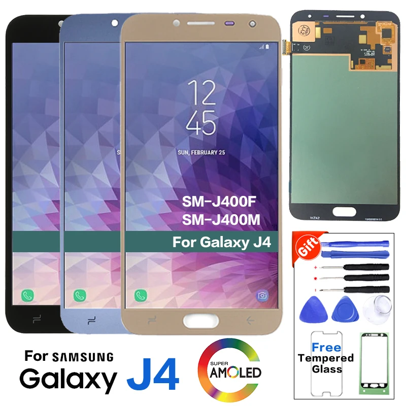 ЖК-дисплей Super Amoled J400 для SAMSUNG Galaxy J4 2018 сенсорный ЖК-экран с цифровым