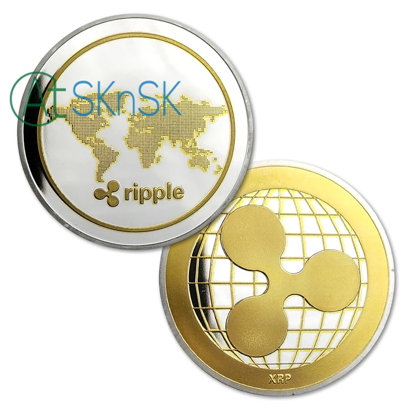 Новогодний подарок памятные монеты XRP Ripple криптовалюта позолоченная и