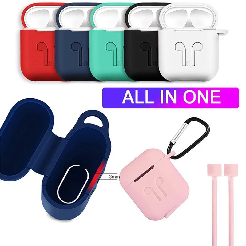 Силиконовый защитный чехол + Противопылевой с карабином для Apple аксессуары Airpods