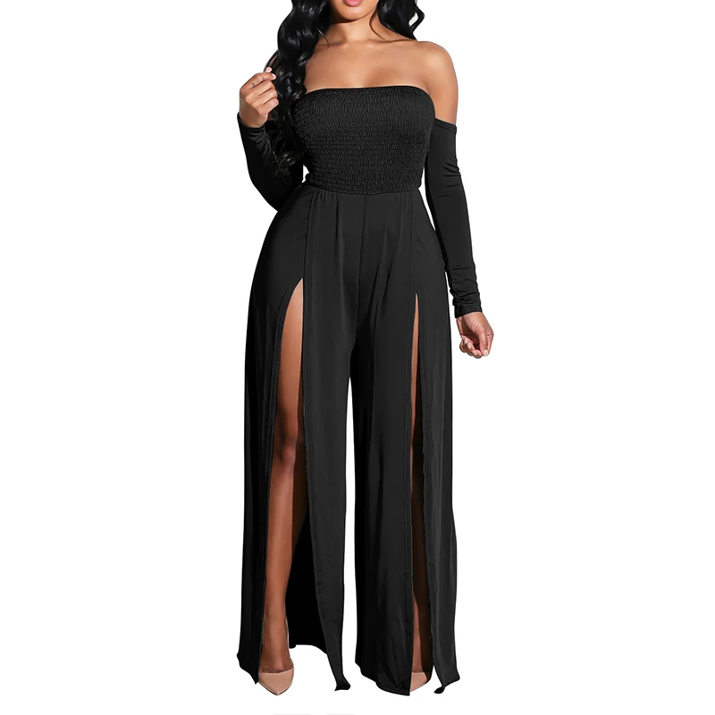 

Осенне-зимние женские комбинезоны с вырезом лодочкой, с длинным рукавом, с высоким вырезом, элегантные вечерние комбинезоны, цельные комбин...