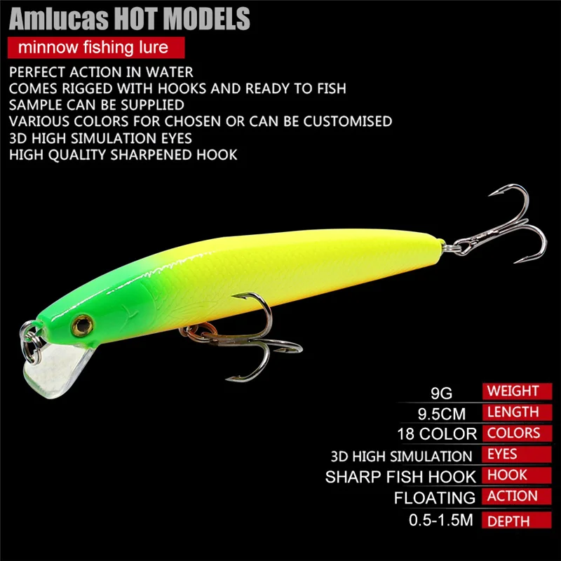YUEWINS новые рыболовные приманки Minnow приманка искусственная 9 5 см г Crankbait воблеры