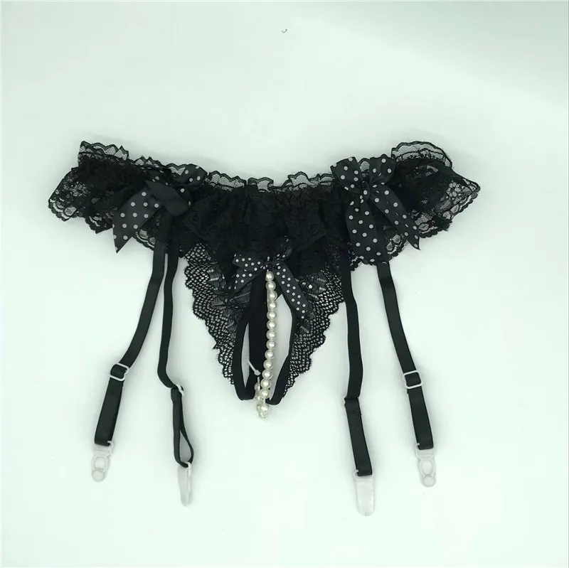 Black Garter Belt Хит, женские кружевные прозрачные перламутровые эластичные пояс с резинками подтяжки+ сексуальные нейлоновые чулки до колена, дамское нижнее белье, сексуальное белье - Цвет: Black Garter Belt