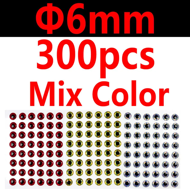 300pcs 6mm Wifreo 300 шт 3D рыбный глаз мухобойка стример приманка рыбьи глаза для приманки насекомое Мягкая приманка глаз - Цвет: 300pcs 6mm