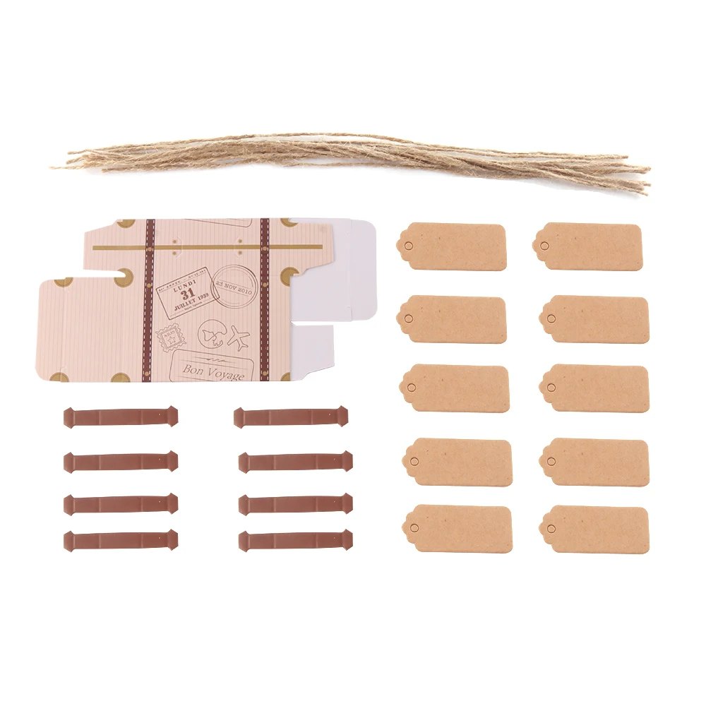 

10PCS/Lot Travel Paper Box Vintage Mini Suitcase Candy Box Sweet Bags For Wedding Favor Gifts Decoration Event Party Supplies