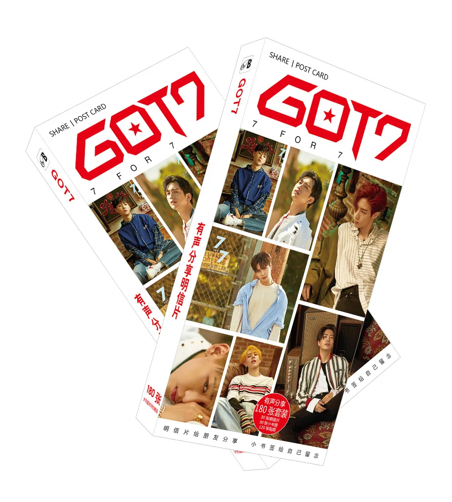 [MYKPOP]GOT7 почтовые карты 180 шт./компл. 30 + небольших карт 120 наклеек KPOP Fans коллекция