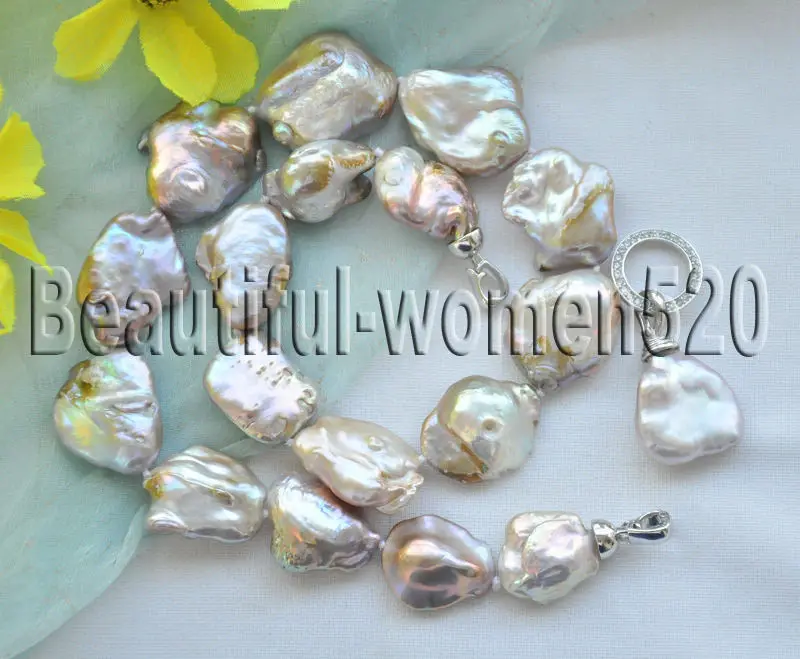 

Z7176 28mm baroque peacock-lavender KESHI REBORN PEARL NECKLACE PENDANT 17inch