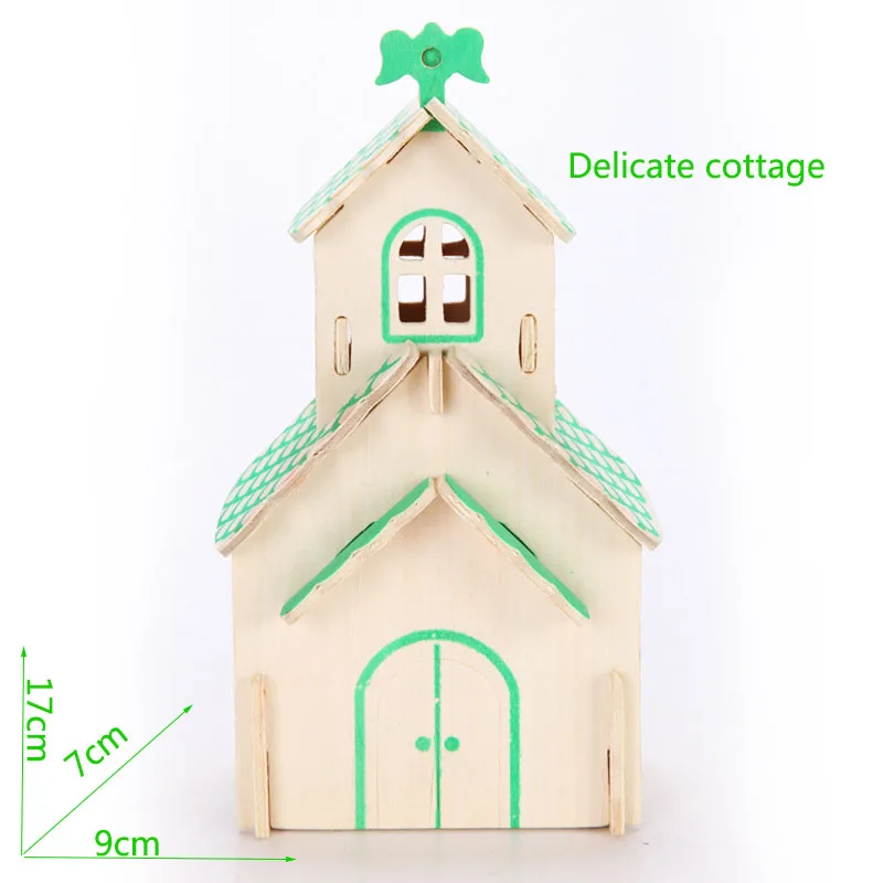 Linglong House Креативные DIY 3D деревянные игры-головоломки сборные игрушки Gif транспортное средство деревянные игрушки-паззлы для детей подростков и взрослых обучающее образование - Цвет: Linglong House