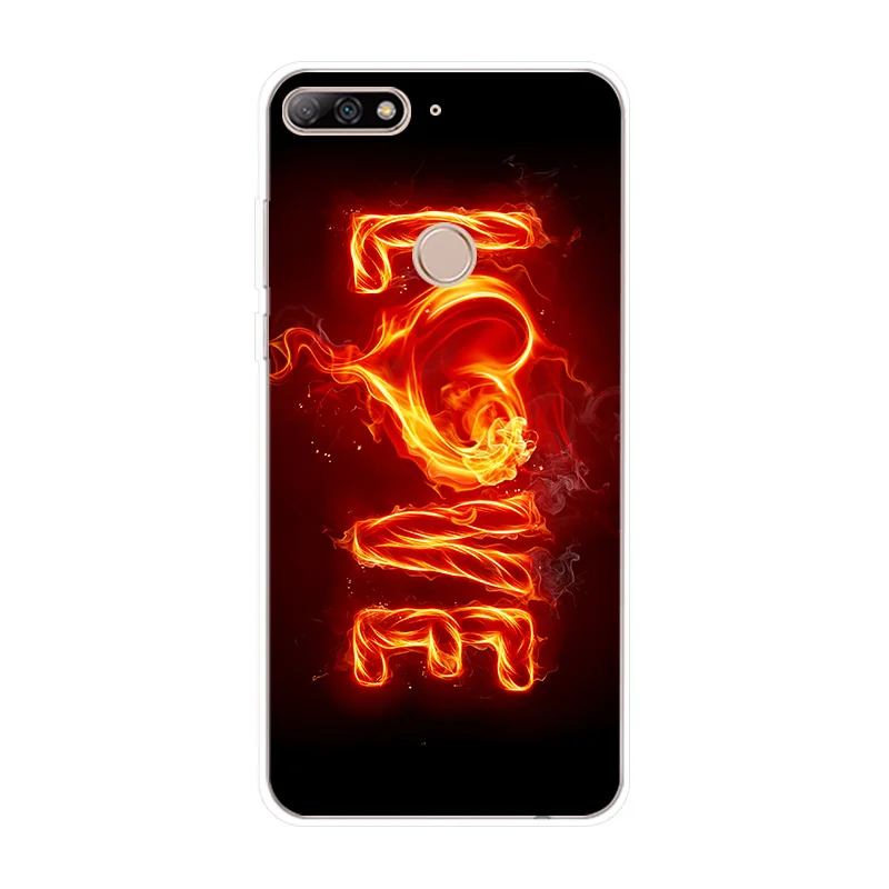 Чехол для телефона Huawei Y3 Y5 Y6 2017 Y7 Prime Y9 2018 2019 силиконовый чехол с рисунком пламени II