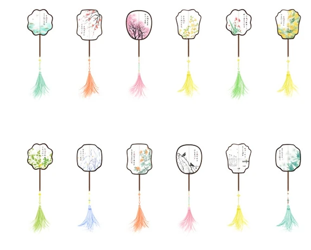

Vintage fan paper bookmark(1pack=30pieces)