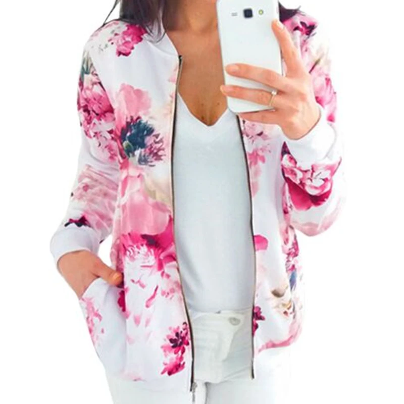 Куртка женская демисезонная на молнии с длинным рукавом и воротником