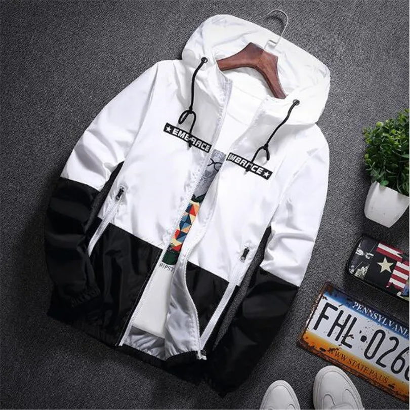 Новая весенне осенняя куртка бомбер с капюшоном мужская повседневная тонкая