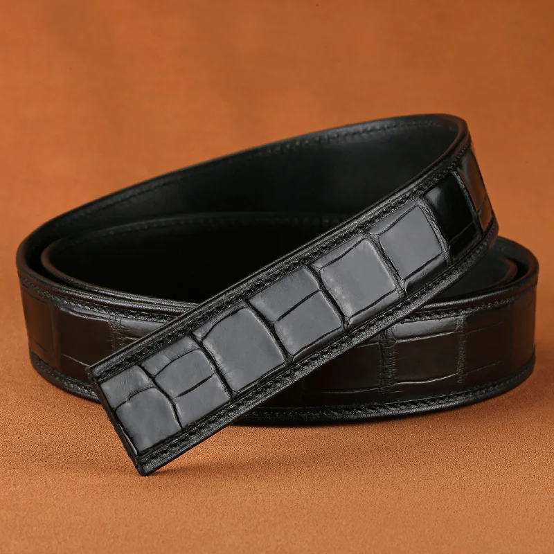 Мужской классический ремень из натуральной крокодиловой кожи с автоматической