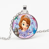 new anime sophia first necklace sophia and sister princess pendant collar glass dome crystal pendant children jewelry party gift