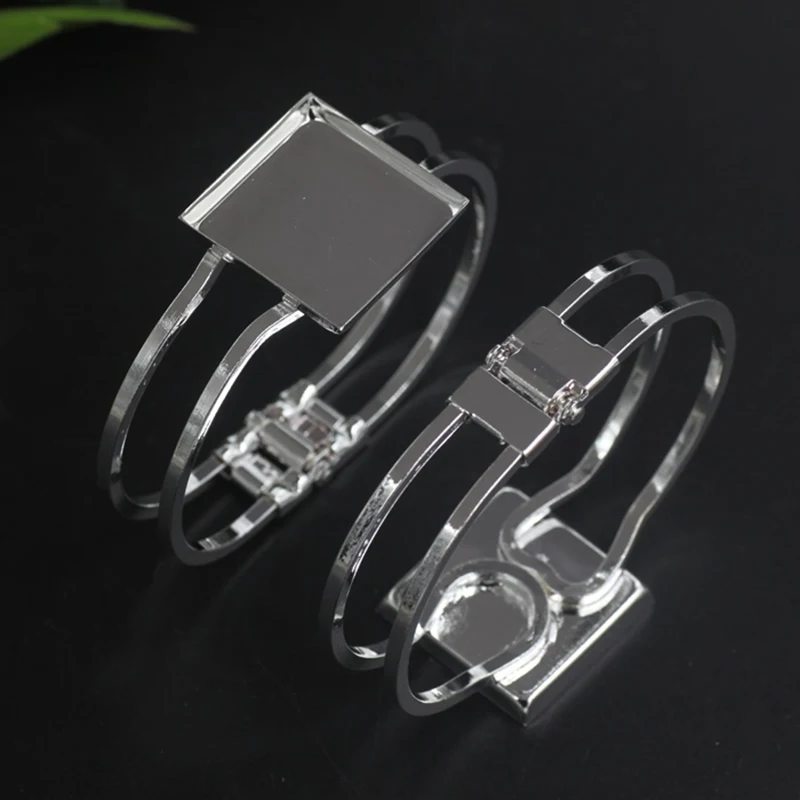 High Quality 15mm 6 Color Copper Material Bangle Base Bracelet Blank Findings Tray Bezel Setting Cabochon Cameo(08107