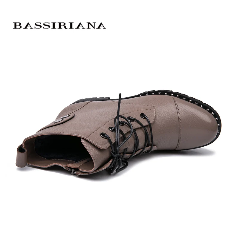 BASSIRIANA/2018 женские ботильоны Весна осень из натуральной кожи обувь на шнуровке