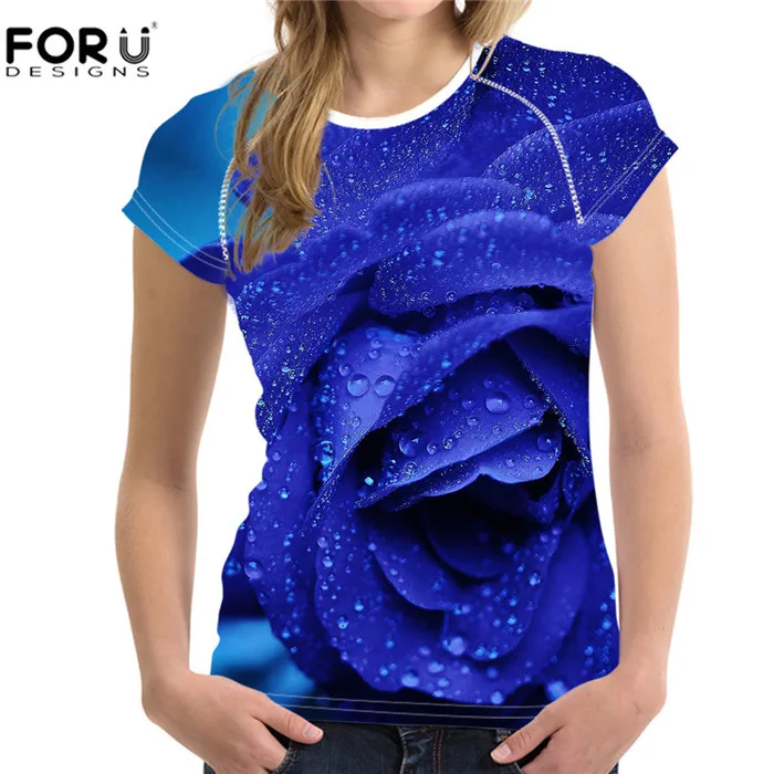 FORUDESIGNS/футболка с рисунком подсолнуха; 3D Цветочные розовые футболки для женщин; футболки для девочек; милые женские эластичные повседневные футболки с короткими рукавами - Цвет: XQ0066BV