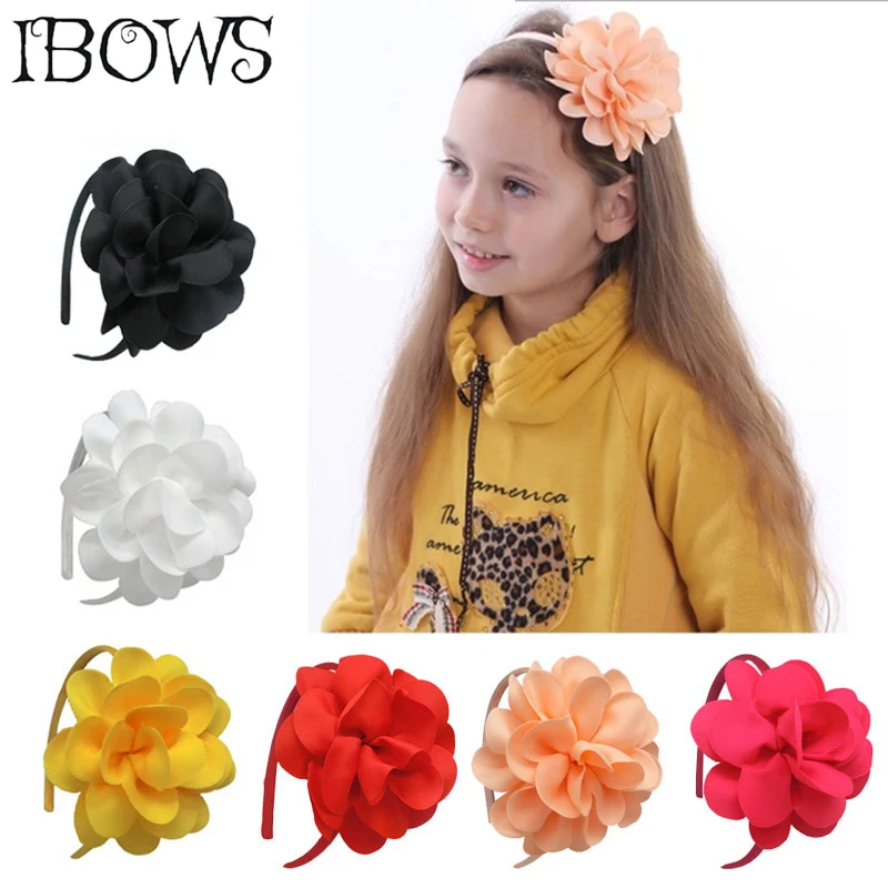 

Children Girls Ribbon Big Flower Bow Hairbands Hairwear Tiaras Hoop For Hair Girls Head Bands Accessories