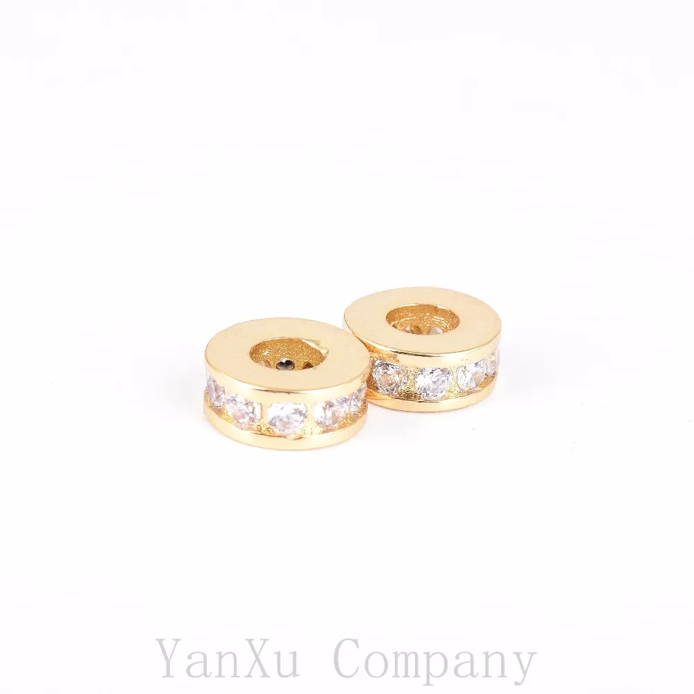 2pc/lot glass big Hole AAA Cubic Zircon European Style Charm pendant Micro Pave Metal Crystal Spacer Bead For Diy Jewelry Making | Украшения