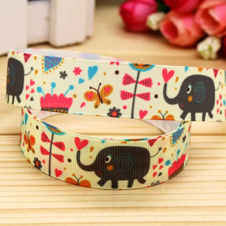 

7/8inch Free Shipping Elephant Printed Grosgrain Ribbon Hairbow Headwear Party Decoration Diy Wholesale OEM 22mm P5812