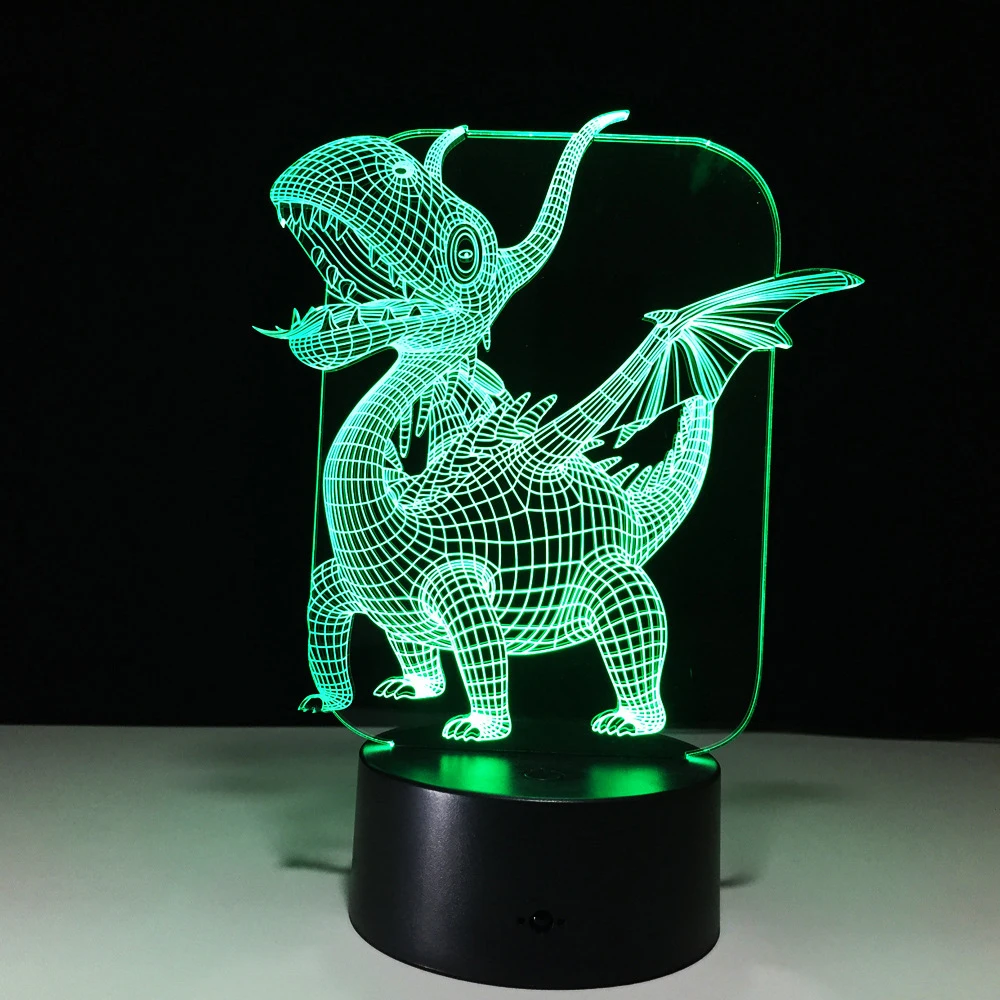 Динозавр светодиодный 3D акриловый ночной Светильник Новинка ночника Животные USB 7 цветов Изменение сенсорный выключатель настольной лампы Праздничные подарки