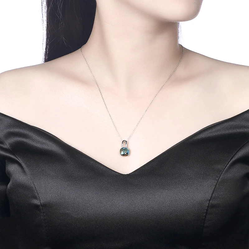 Ожерелье женское из серебра 925 пробы с квадратными кристаллами Swarovski|Ожерелья| |