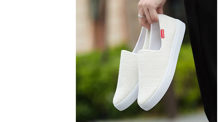 2019 г. хит продаж модная мужская повседневная обувь льняные загнутые лоферы с