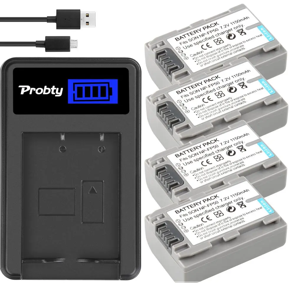 NP-FP50 Батарея+ Зарядное устройство для sony DCR-HC30 70E 80E NP-FP30 NP-FP60 NP-FP70 30 30E 32 32E 35 35E 39 39E 40 40E 42 42E - Цвет: 4battery and charger