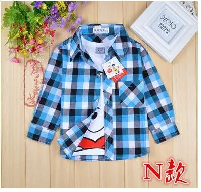Baby Boy Cotton Long Sleeve Plaid Shirt SALE! Free Shipping Spring Autumn Full Single Button Turn-down Collar 11fg Classic |