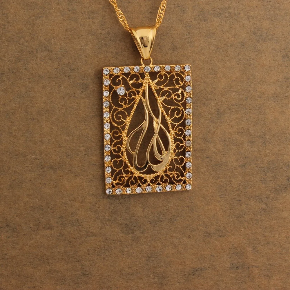 Модные украшения. Ожерелье с подвеской золотого цвета Аллах Женские аксессуары