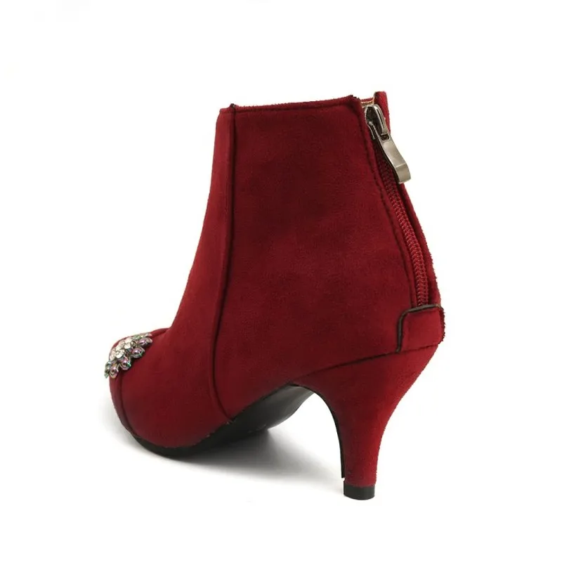 Женские ботинки-Челси из флока на высоком каблуке с острым носком молнии черного