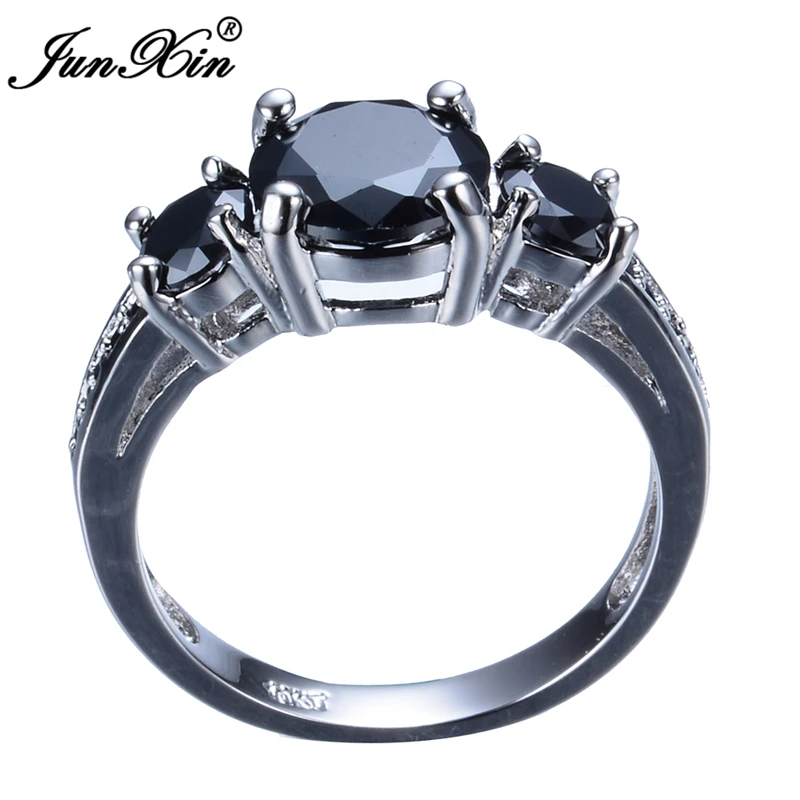 JUNXIN Размер 10 мужское женское черное круглое кольцо винтажные мужские женские