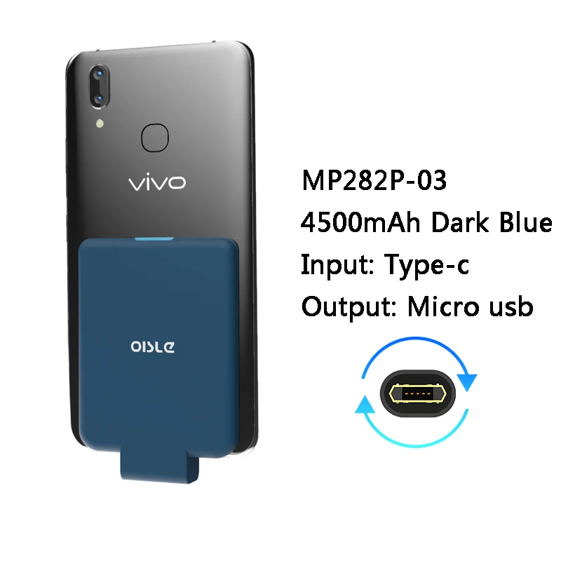 MICRO USB-BLUE 4500 мАч Внешний аккумулятор зарядное устройство чехол для iPhone/type-C/Micro-USB samsung ультра тонкий внешний аккумулятор портативное зарядное устройство - Цвет: MICRO USB-BLUE