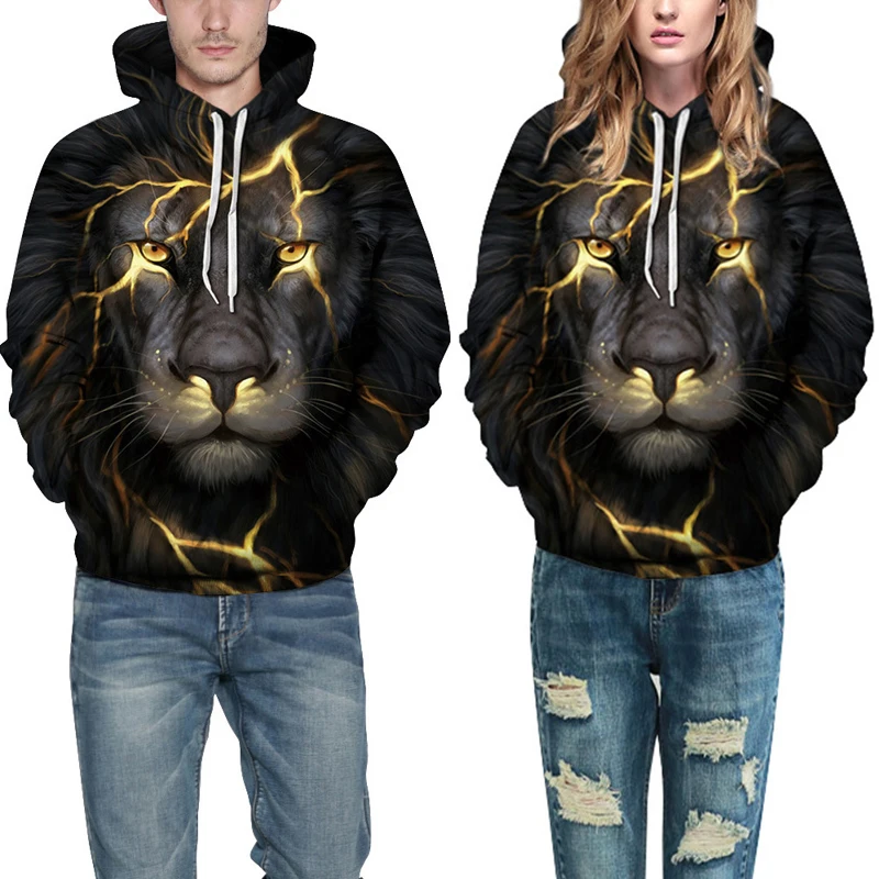 

Vogue Nice New Fashion Men/Women 3D Sweatshirt Pullover Print Golden Lightning Lion Hooded Hoodies Thin Hoody Tracksuits Tops