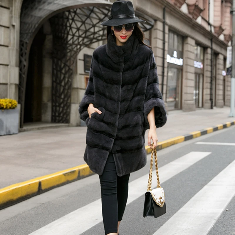 M.Y.FANSTY Imported Women Fur Swan Velvet Mink Coats Turn Down Collar Grey Purple Long Causal Loss Slim | Женская одежда