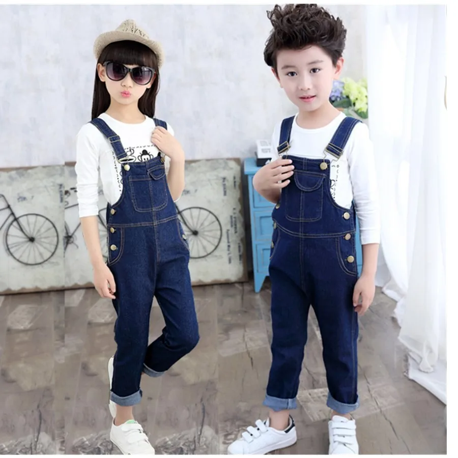 Children's Garment Autumn Child Cowboy Children Solid Color Bib pants | Детская одежда и обувь