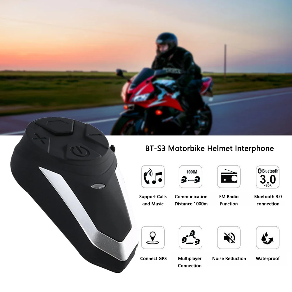 BT S3 1000 м Мотоциклетный переговорный мотоциклетный шлем беспроводной Bluetooth