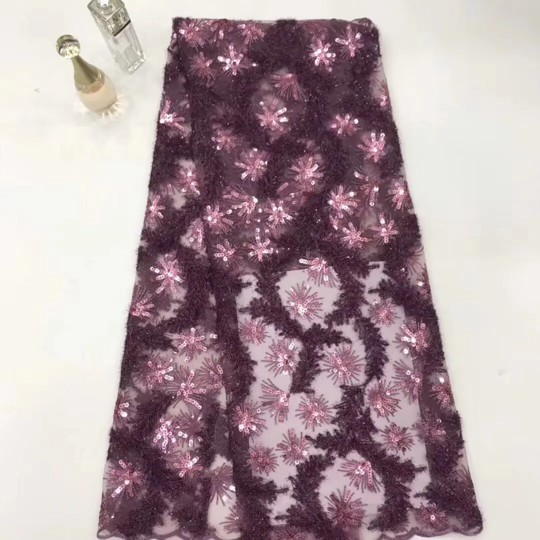 

High Quality Lace Fabric, Net Lace Fabric 2019, Gold Dress, Sequined Wedding Lace Fabric FJ32811