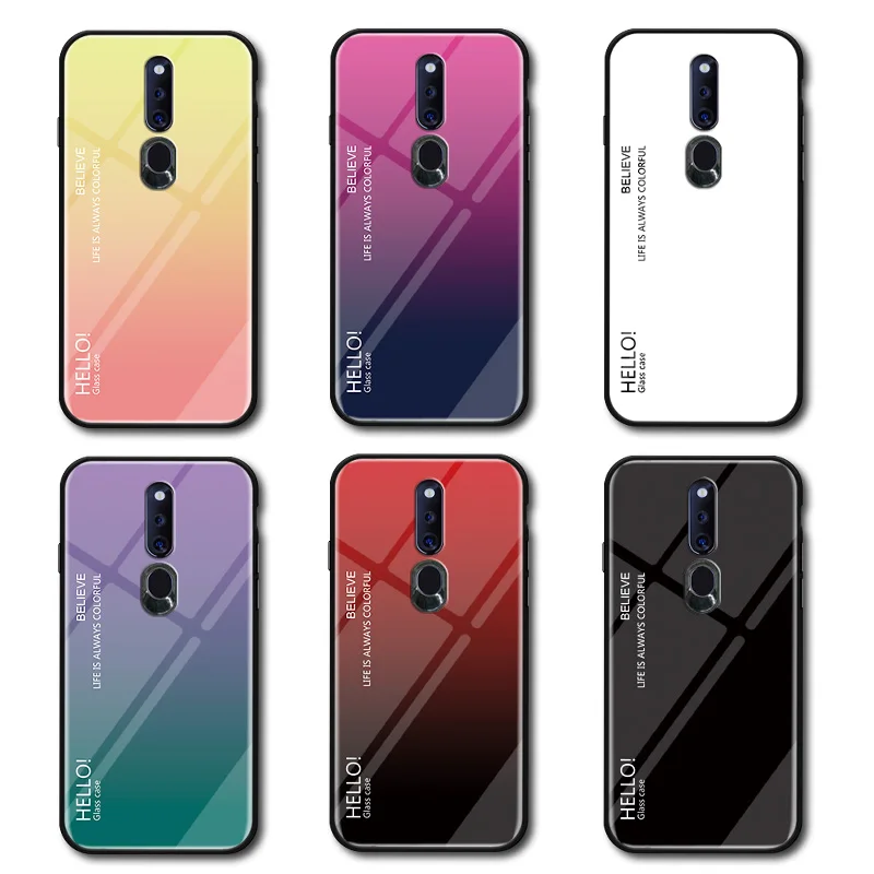 Vintage Case For OPPO F11 Pro /F11 Gradient Tempered Glass Back Protective Bright Reno 10 10x Zoom Capa Fundas Z Coque |