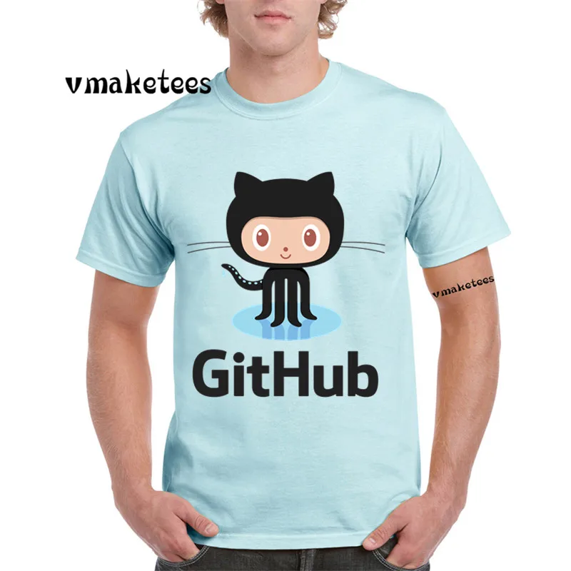 Мужская и женская футболка с принтом Github Social Coding летняя повседневная