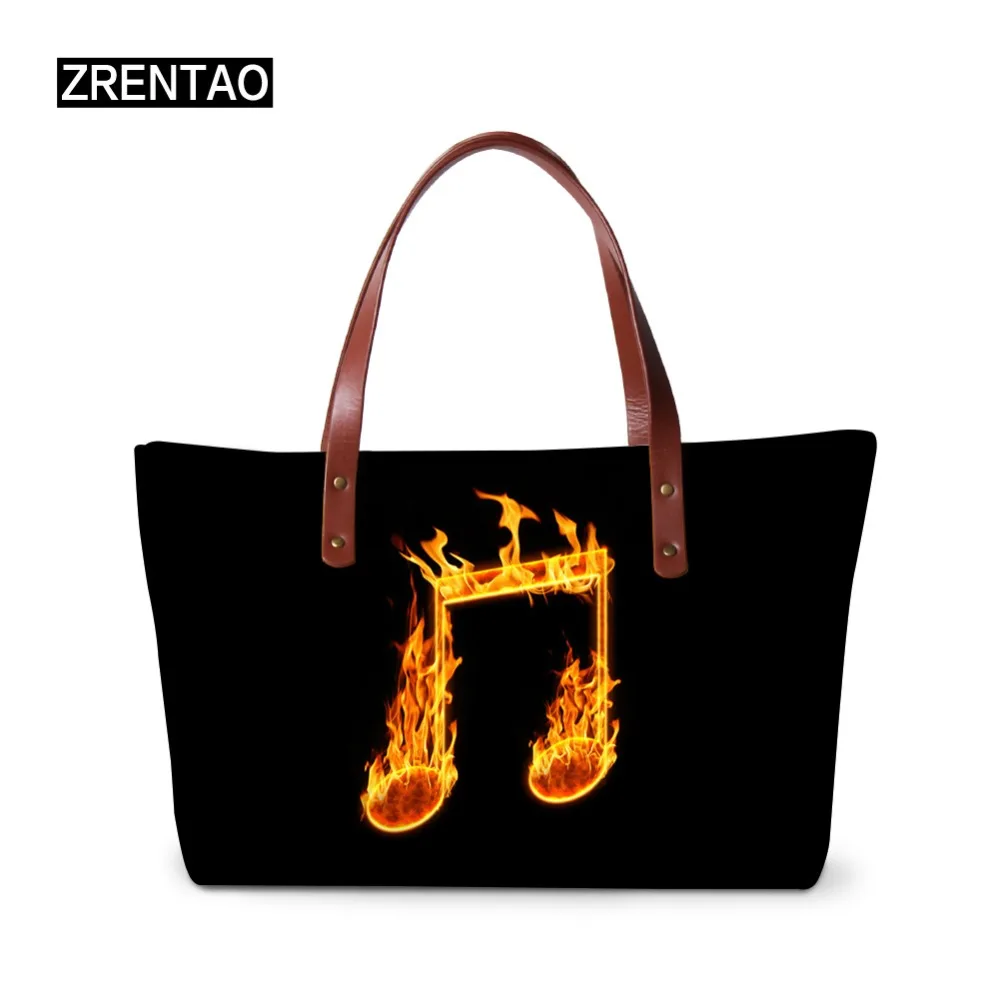 

ZRENTAO 3D musical note print female handbags bags for women ladies daily hand bags for working big bag girls tote beach