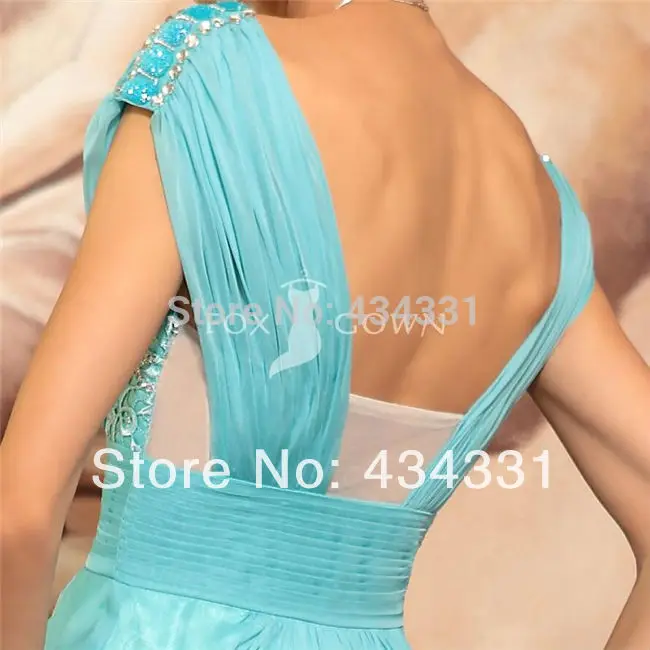 vestidos de fiesta 2015 Modest Empire Light Green Floor Length Cap-sleeve Lace Beaded Pleated Chiffon Prom Dress | Свадьбы и