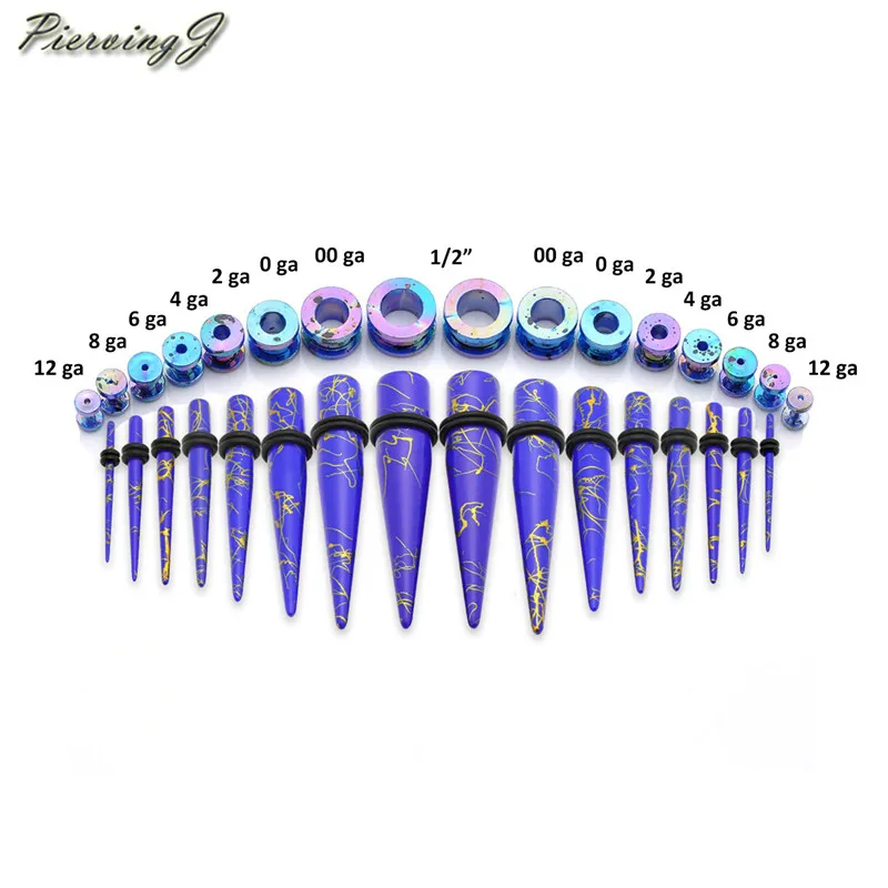 Piercingj 32 шт./компл. горячей акриловый уха датчика конус и пробка растяжения Наборы тоннель для расширения, бижутерия для пирсинга, 12G-00 г