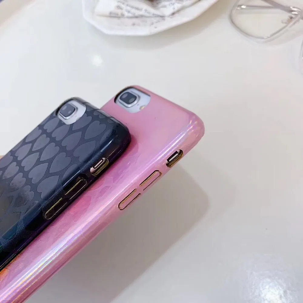 HUANQING Luxury laser love cell phone case For X XR XS Max fashion iPhone 6 6S 7 7Plus 8 8Plus dream Protective Cover |
